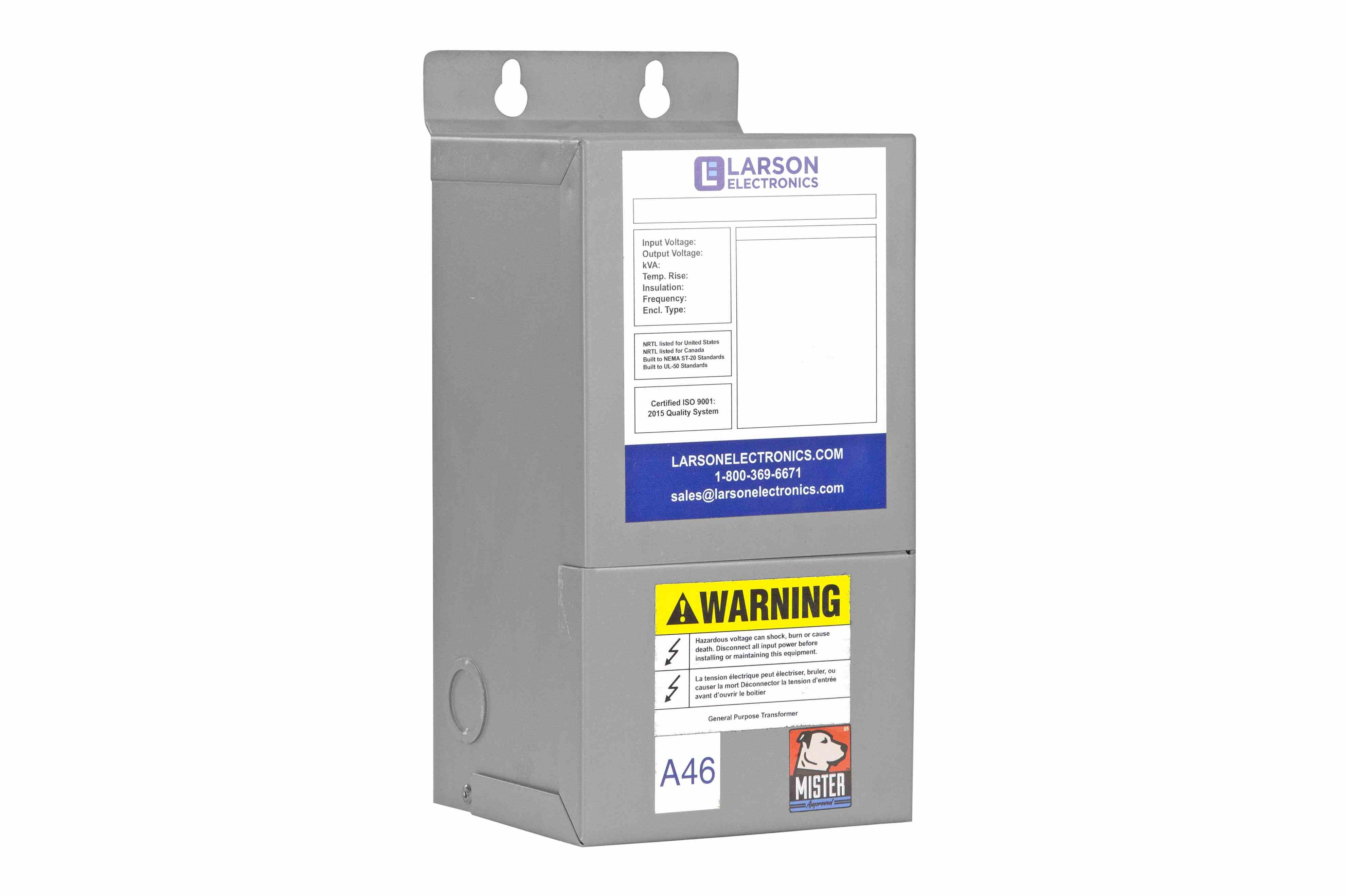 Larson Electronics - 0.25 kVA Isolation Transformer - 277/480V Primary ...