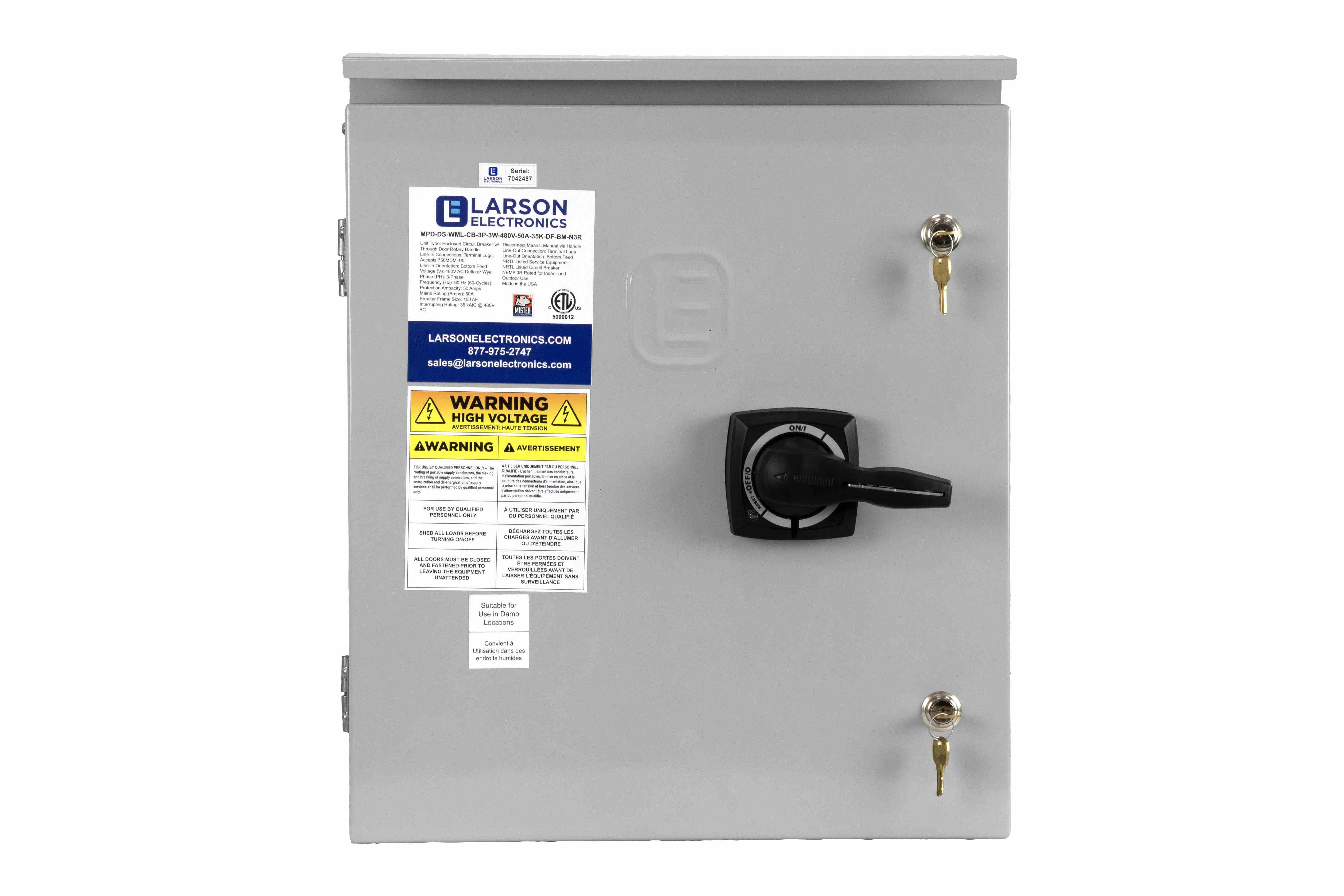 Larson Electronics - 50 Amp Enclosed Circuit Breaker Disconnect, 480V ...