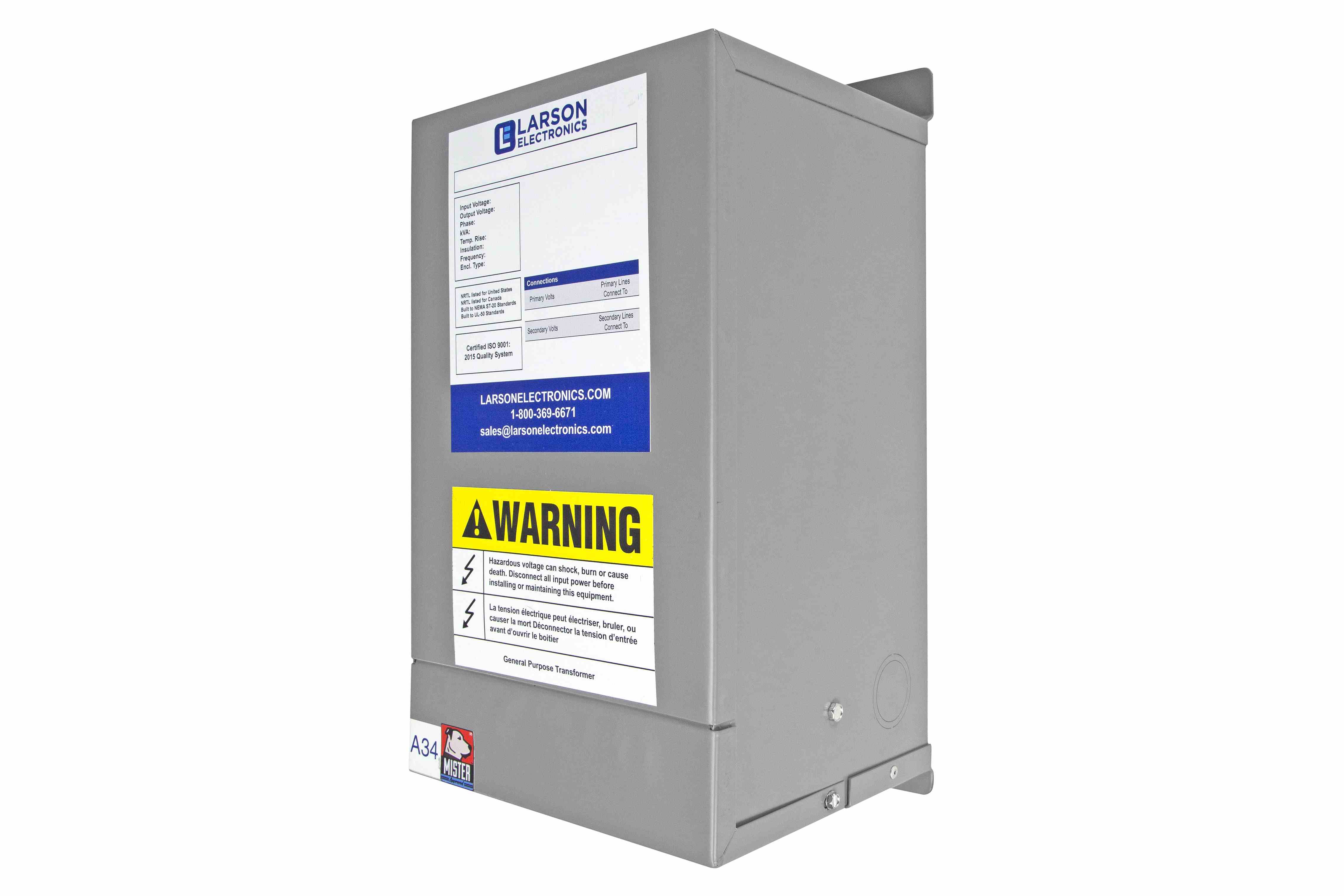 Larson Electronics - 3 kVA Distribution Transformer - 120/240V Primary ...