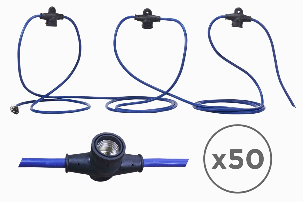 Larson Electronics - 100' Industrial String Light Set - 50 Lamp Sockets ...