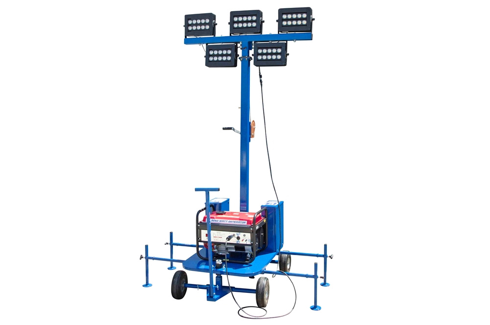 450W Non-Towable Mini LED Light Tower w/ Gas Generator - (5) 90W LED ...
