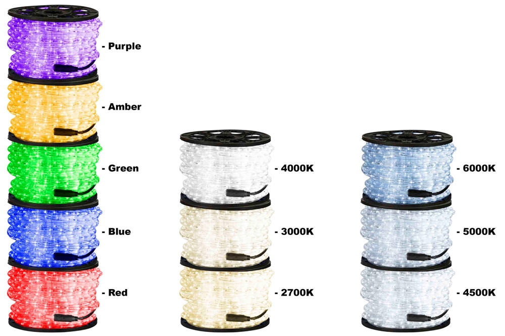 Larson Electronics - 300' Colored LED Rope Light - 192 Watts - 120V ...