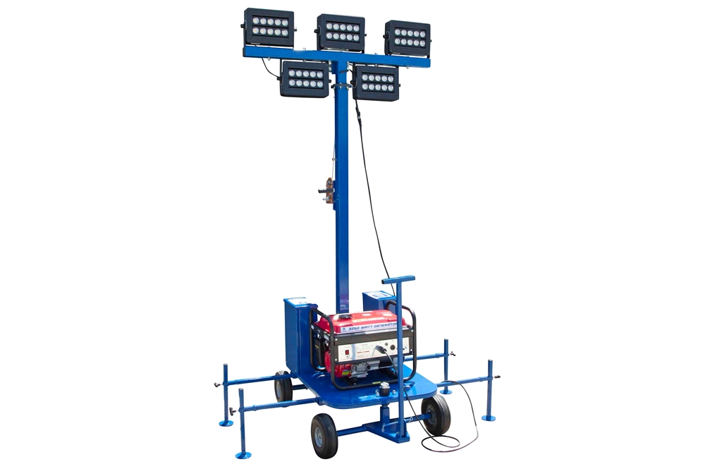 450W Non-Towable Mini LED Light Tower w/ Gas Generator - (5) 90W LED ...