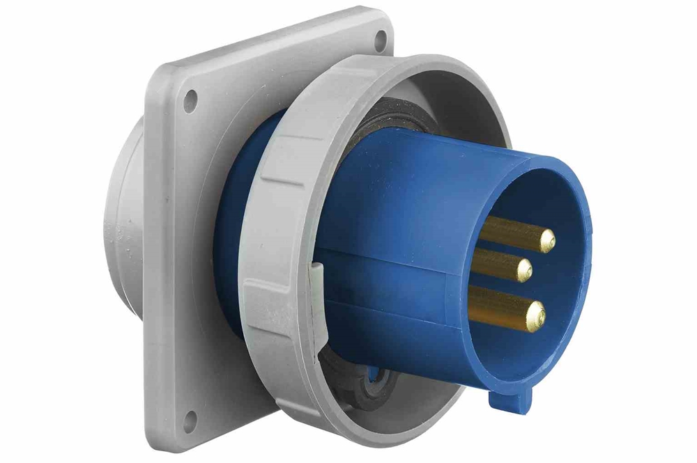 IEC 60309 Waterproof Inlet, 63 Amps 2P+E, 230V 1PH 2P3W, Pin & Sleeve, IP67