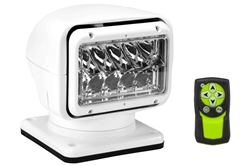 Remote Control LED Spotlight - 12-24V DC, 5000 Lumens - (1) Wireless Remote - Permanent Mount - White Housing