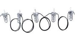 107' Work Area Mining String Light - 7 LED Work Lamps - 240V - 10/4 SOOW Cable - Daisy Chain