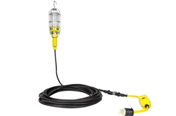 10W Vapor Proof (Waterproof) LED Drop Light - 50' Cord - Stainless Steel Guard - Inline GFCI
