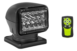 Remote Control LED Spotlight - 12-24V DC, 5000 Lumens - (1) Dash Mountable Wireless Remote - Permanent Mount - Black Housing