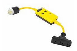 20'' 12/3 SOOW Linecord with 3 GFCI Protected Outlets - 15 Amp Max Rated - General Area Plug
