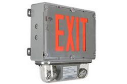C1D2 Emergency Exit Sign - (2) 8W Emergency Lights - 90 Minute Runtime - 120/277V