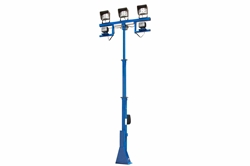 12' Flood Light Tower - (3) 60W LED Fixtures & (2) 50W Remote Control Lights - Electric Winch