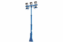 12' Flood Light Tower - (3) 60W LED Fixtures & (2) 50W Remote Control Lights - No Winch