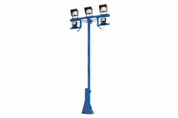10' Flood Light Tower - (3) 60W LED Fixtures & (2) 50W Remote Control Flood Lights - No Winch