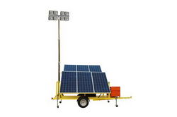 1.5KW Solar Power Generator w/ Pneumatic Light Tower Mast - (4) LED Lights - 64000 Lumens - 36 Hours