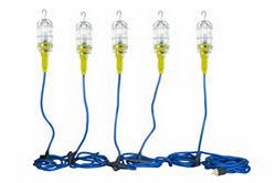 Industrial Vapor Proof LED String Light - 5 Drop Lights - AC or DC - 25' 12/3 SOOW Line In