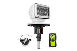 Remote Control LED Spotlight - 12-24V DC, 5000 Lumens - (1) Wireless Remote - 3" Stanchion Mount - White Housing - GoPro Mount