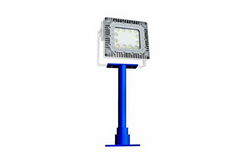 150W Explosion Proof LED Pole Light w/ Glare Shield - C1D1 - 28.45" Steel Pedestal Pole - IP67