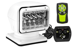 Remote Control LED Spotlight - 12-24V DC, 5000 Lumens - (2) Remotes - Permanent Mount - White Housing
