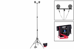 50W Dual LED Work Light w/ Tripod Mount - 3.5' to 10' - 5500 lms - Rechargeable - 15+ Hours Runtime