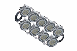 1350W Explosion Proof LED String Light - (9) 150W Group B LED Lamps w/ I-beam Mount - 50ft Spacing - 480V 3P