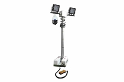 13.5' Vehicle Roof Mount Tower LED Lights w/ Camera -  (2) Lamps - PTZ Camera - 20x Optical Zoom - IP66 - Built-in 12V Compressor