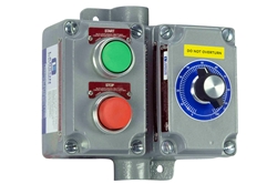 Explosion Proof Switch w/ Potentiometer - C1D1, C2D1 - 1-10K Ohms - Rotary Dial - Double Gang Box - (2) NO & (2) NC Contacts
