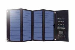 28W Portable Solar Charger - (3) USB Ports - 5V/3.4A Max per Port - Digital Ammeter - Outdoor/Foldable