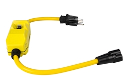 18'' 12/3 SJTW Line cord w/ GFCI Protected Outlets - 20 Amp - 5-20P Plug