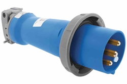 IEC 60309 Waterproof Plug, 30 Amps 2P+E, 250V 1PH 2P3W, Pin & Sleeve, IP67