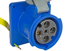 IEC 60309 Waterproof Receptacle, 60 Amps 3P+E, 250V 3PH 3P4W, Pin & Sleeve, IP67