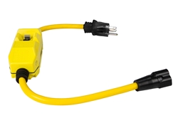 18'' 12/3 SOOW Linecord w/ GFCI Protected Outlets - 15 Amp - 5-15P Plug