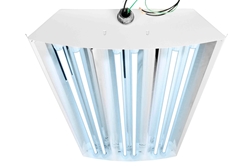 216W Industrial UVC Fluorescent Fixture - (6) 4' UV T8 Lamps - High Bay UV Sanitation - Motion Sensor
