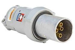 100A Industrial Metal Plug -  600V AC - 2P3W - Pin/Sleeve w/ Threaded Clamping Ring - NEMA 4X
