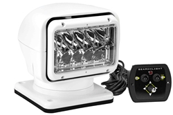 Remote Control LED Spotlight - 12-24V DC, 5000 Lumens - (1) Hardwired Remote w/ 32' Wiring Harness - Permanent Mount - White Housing