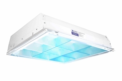 60W 2X2 Recessed White Troffer Mount Germicidal UV-C Fixture - 120/277V AC - (3) T8 Fluorescent Lamps - kill 99% of viruses - MS
