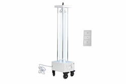 72W Germicidal UV Sanitation Light - (4) T5 UVC Lamps - MS/Remote - 6' SJTW Cord - Locking Casters