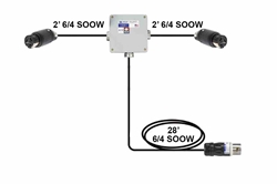 28' 6/4 50A SOOW Extension Y Cable - NEMA SS2-50P Input Plug - (2) 2' 6/4 SOOW Whips w/ NEMA SS2-50C Connectors