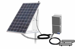 192W Solar Powered Dual LED Strobe Lights - 265W Panel & Motion Sensor - (2) 96W Lamps - (2) 12V Batteries - Pole Mount