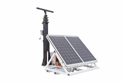 20' Solar Security Tower - Manual Crank Mast, Job Box - Skid Mounting Platform