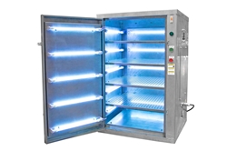 Mobile UV Hazardous Location Disinfection Cabinet - Kills 99% of Viruses - 120V - (20) UV Lamps, Timer - (5) Mesh Wire Shelves - Type Z Purge System for C1D2 Use