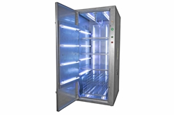 Mobile UV Disinfection Equipment Cabinet - 120V - (20) UVC Lamps, Timer - Shelves - 25' Cord