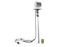 LED Spotlight on Telescoping Pole Mount - 120-277V AC - 22' Total Cord Length - (1) Wireless Remote