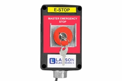 20A Non-Metallic Explosion Proof Emergency Stop Key Lock Switch w/ Lockout Device - Class I, II, III - Mushroom Head, Label/NEMA