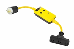 15' 12/3 SOOW Linecord with 3 GFCI Protected Outlets - 15 Amp Max Rated - General Area Plug