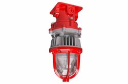 15W Explosion Proof Colored LED Indicator Light, C1D1, 120-277V, 2,250 lms, Ceiling Mount, Mason Jar / Jelly Jar, Red Housing