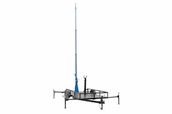 4-Stage Light Mast on 14' Single Axle Trailer with Wheels - Antenna Mount Pole - Extends up to 35 Feet - Mount Antennas