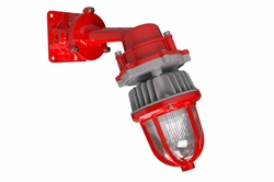 15W Explosion Proof Colored LED Indicator Light, C1D1, 120-277V, 2,250 lms, 25° Wall Mount, Mason Jar / Jelly Jar, Red Housing