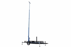 60' 8-Stage Light Mast on 14 Foot Single Axle Trailer w/ Wheels, Extends to 60 Ft, 66 Lbs Payload, Aluminum Mast