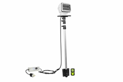 LED Spotlight on Telescoping Pole Mount - 120-277V AC - 22' Cord, (1) Wireless Remote  - Surface Mounting Bracket