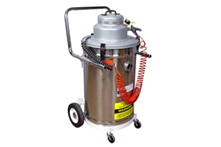 Explosion Proof Pneumatic Vacuum - 15 Gal Tank - Wet/Dry HEPA Vacuum - Spark-free Motor, 10' Vacuum Hose - Wheel Kit